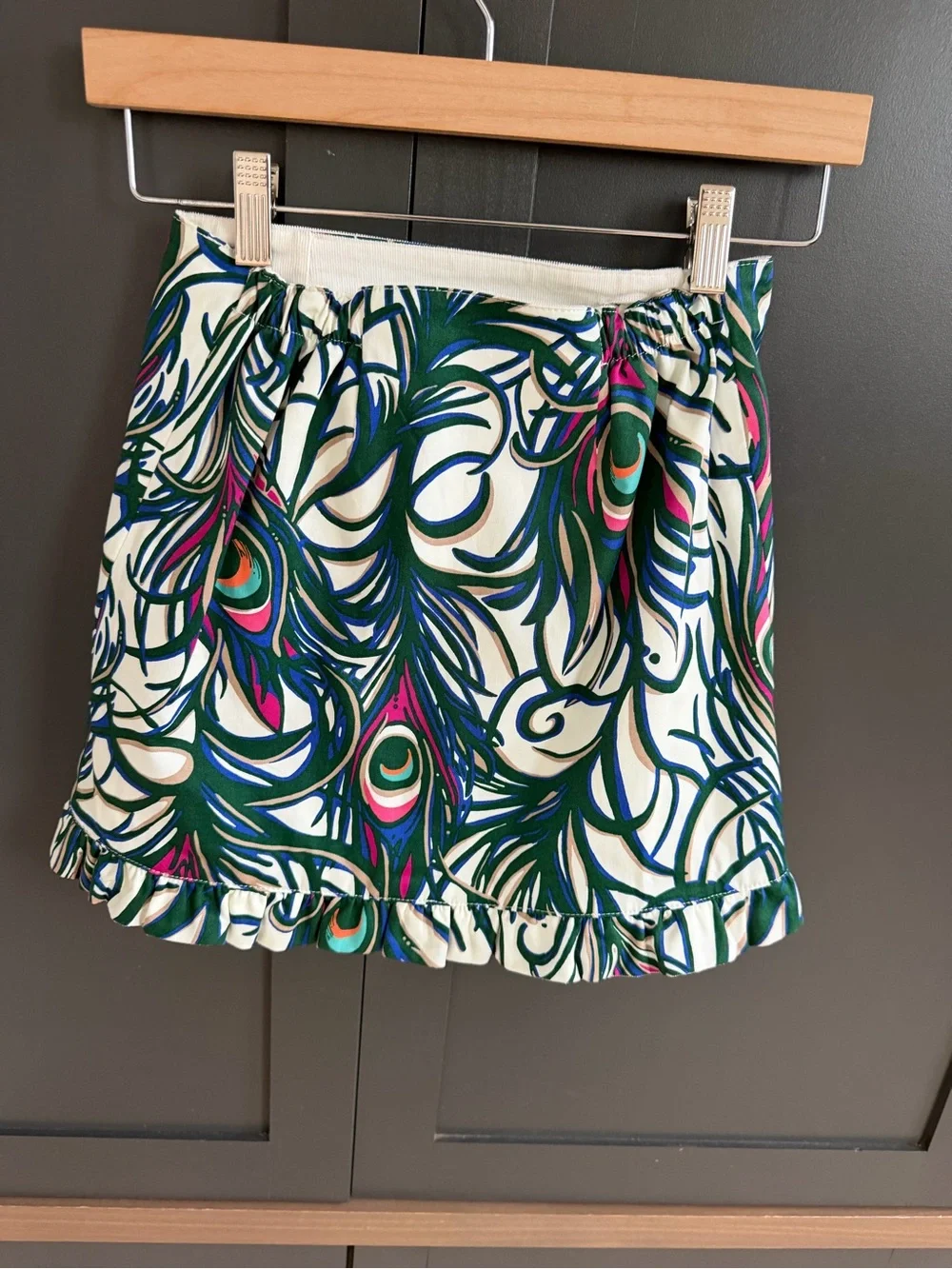 Lilly Pulitzer Reversible Wrap Skirt |Cream corduroy & print | Ruffle-Trim | 8